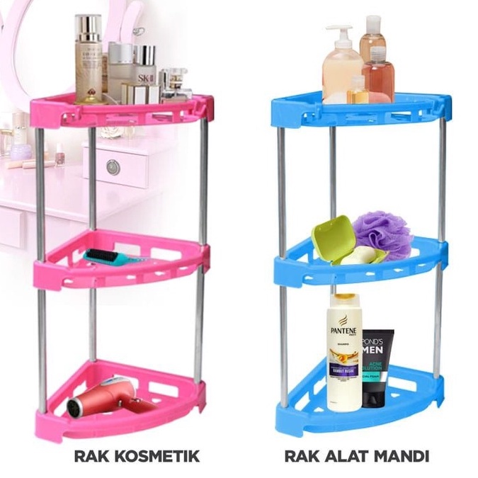 Rak Susun 3 Tingkat Serbaguna / Rak Sudut tempat Make Up / Rak Bumbu Dapur Rak segitiga sudut 4303