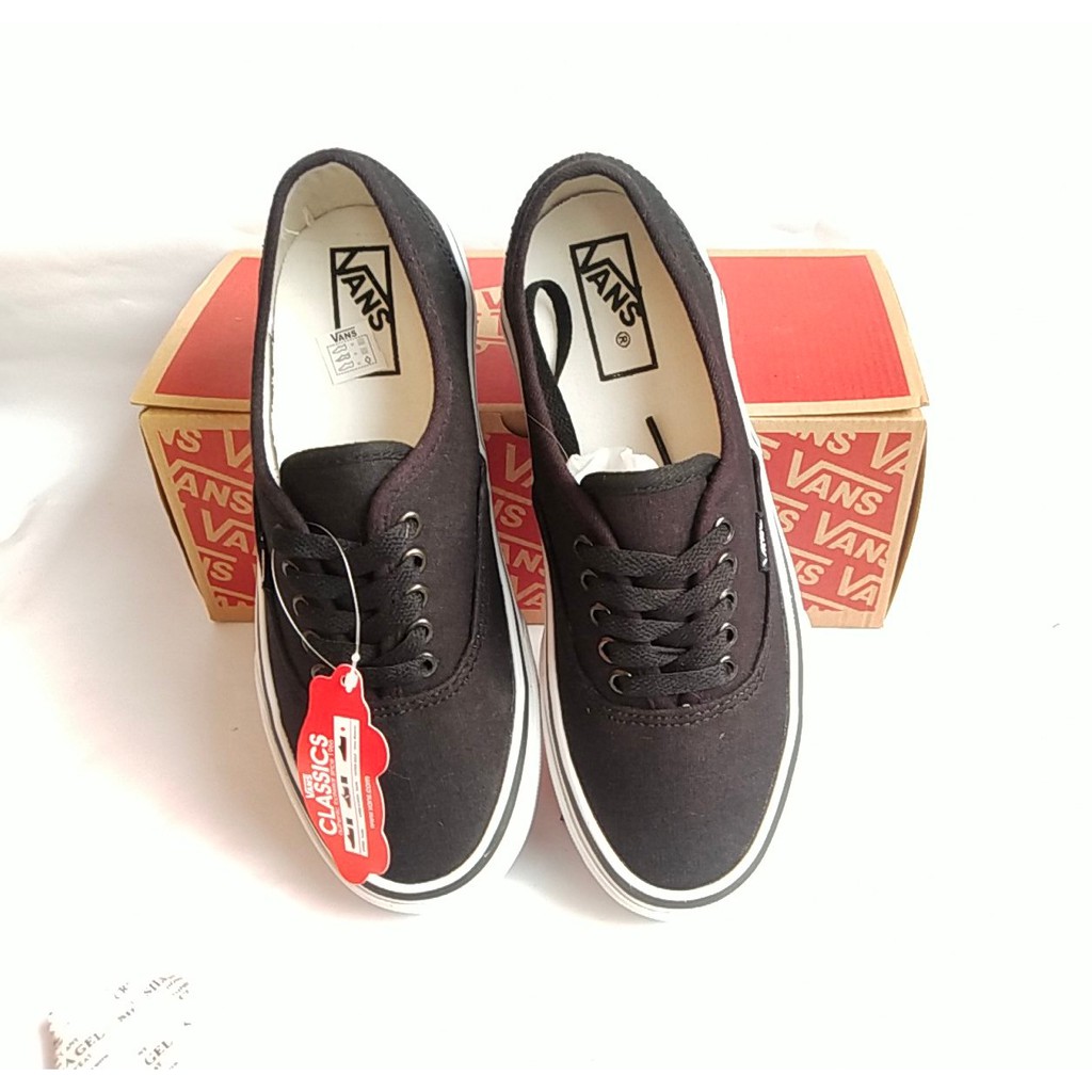 Sepatu Sneakers Vans Authentic Black White List Black Premium