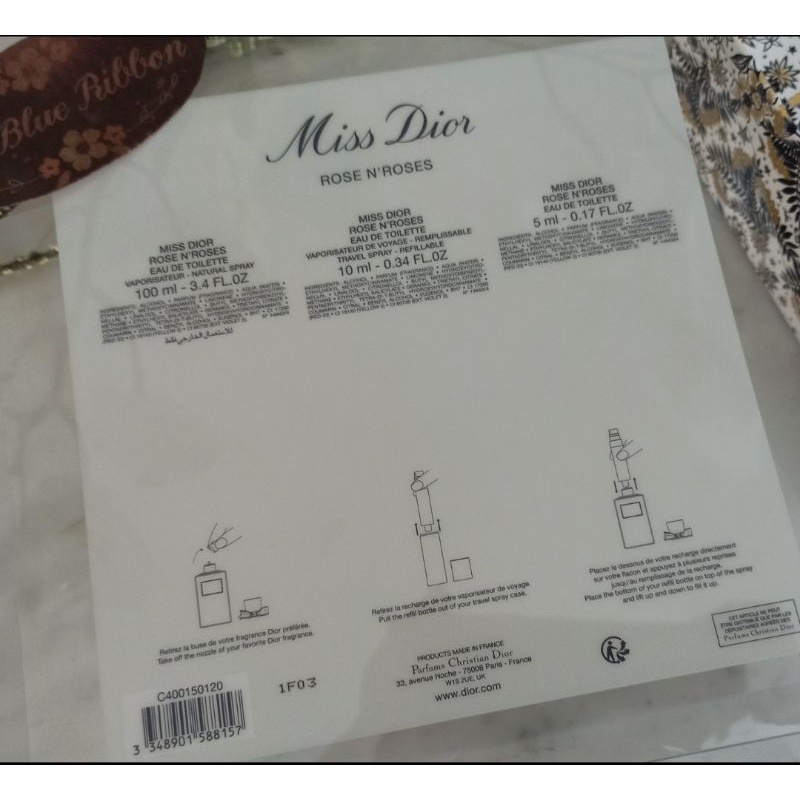 MISS DIOR ROSE N'ROSES EAU DE TOILETTE GIFT SET (SET OF 3)