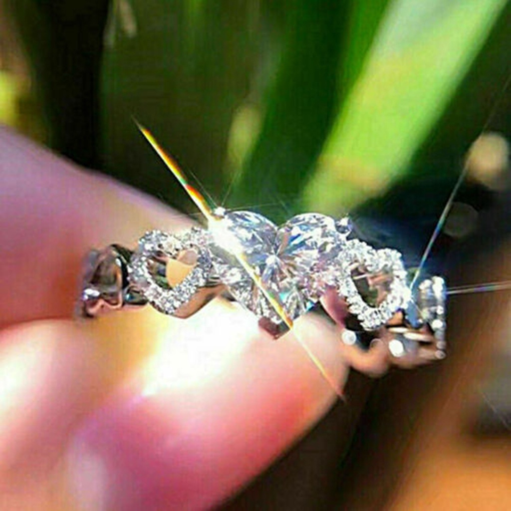 Hu Hu Hu Hu Hu Alat Bantu Pasang Kacamata♡ Cincin Berlian Imitasi Bentuk Hati Bahan Alloy Untuk Perhiasan Pertunangan