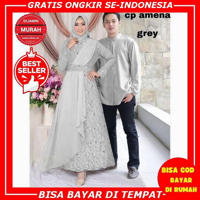 Couple Pasangan / Kemeja Pria / Busana Wanita Brokat Tile Maxmara / Dress Kondangan Kekinian / Gaun 
