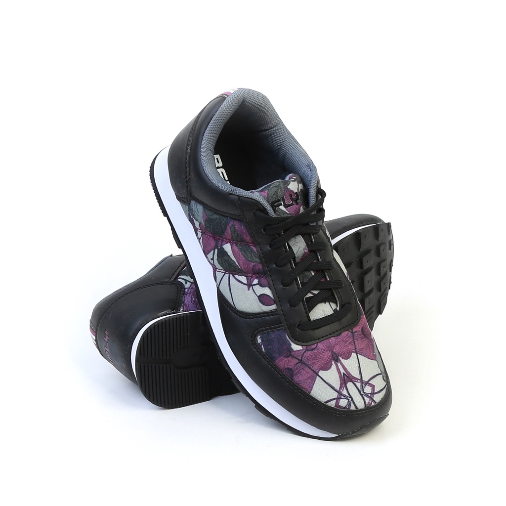 BFLY Sepatu Sneakers Wanita Casual Sporty Street Style Blossom BLACK/WHITE/GREY