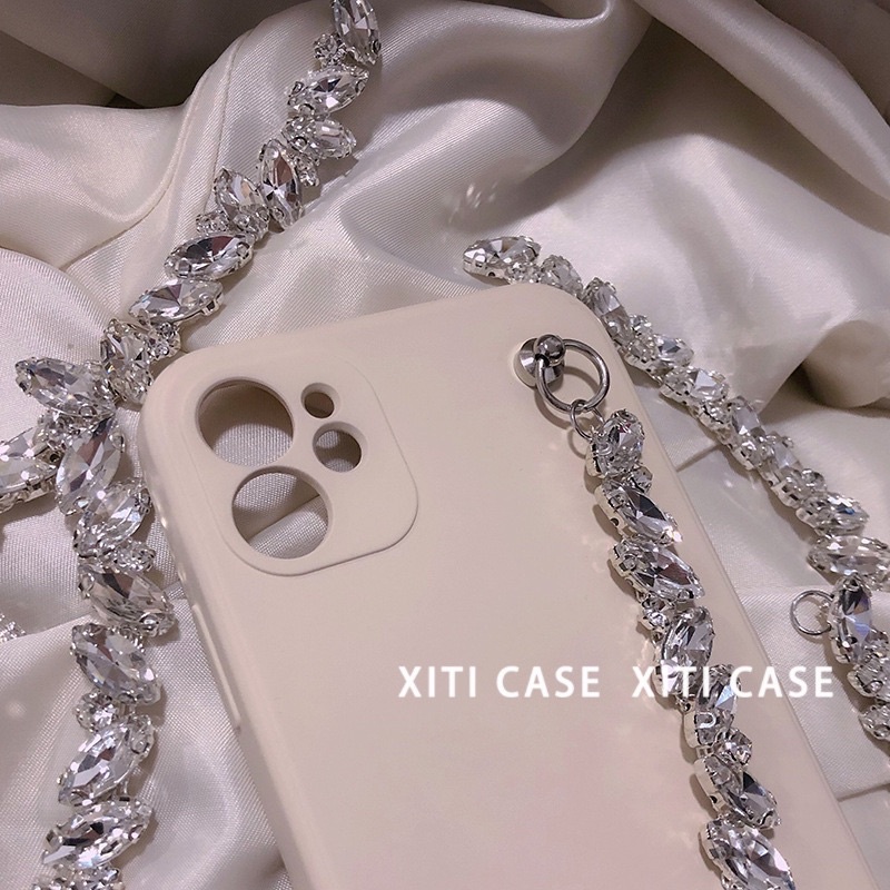 Black &amp; Beige with Crystal Holder Softcase for iphone 7/8+ XS XS Max XR 11 Pro Max 12 Pro Max