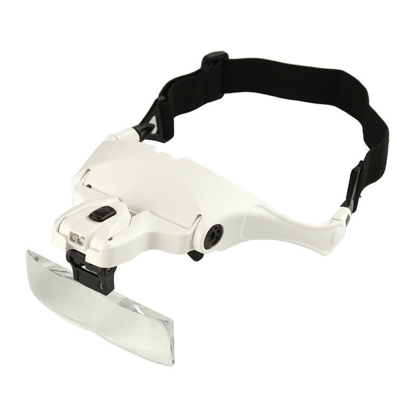 Helm Kacamata Pembesar Reparasi Jam 5x Magnifier 2 LED - 9892B2 - White