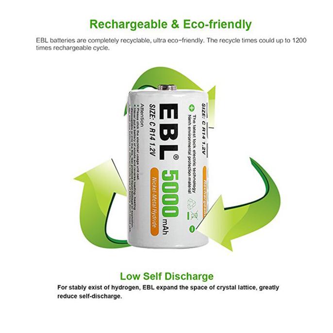 Ebl 5000Mah Battery Type C Rechargeable Battery Baterai