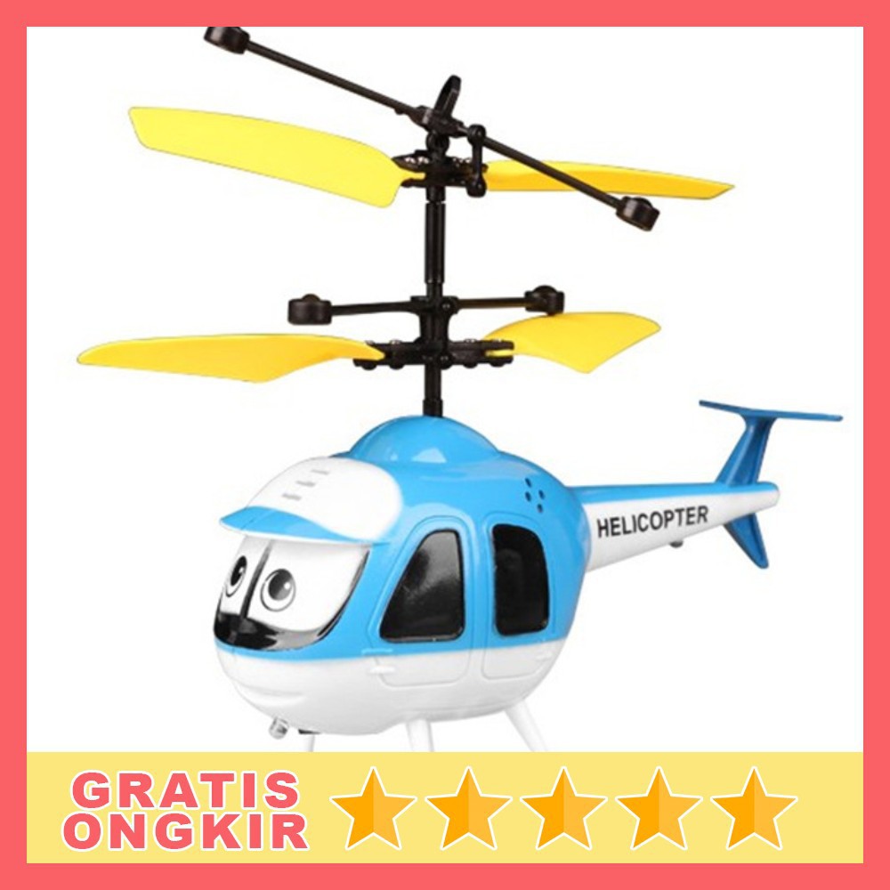 Grab Medan Mainan Helikopter Anak Anak dengan Kontrol Sensor 2CH Blue