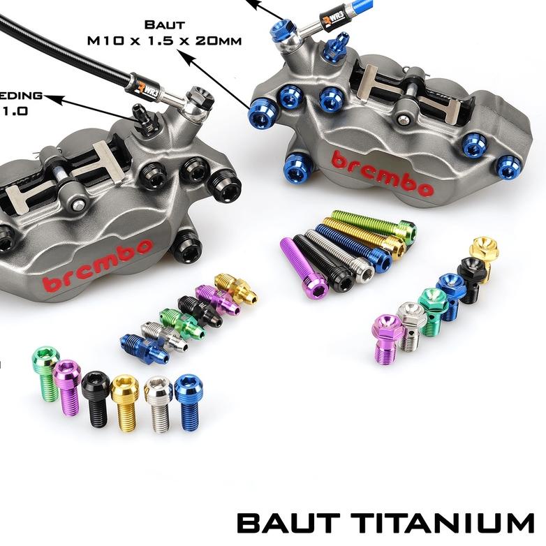 ✯ Baut Kaliper Titanium WR3 Untuk Breket Brembo Depan dan Belakang ❃