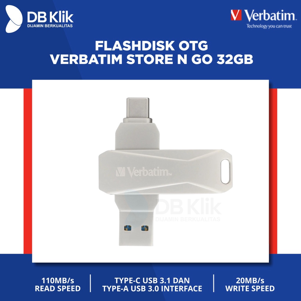 Flashdisk OTG Verbatim Store n Go 32GB USB 3.0 Gen1 Type C 3.2 - 66795