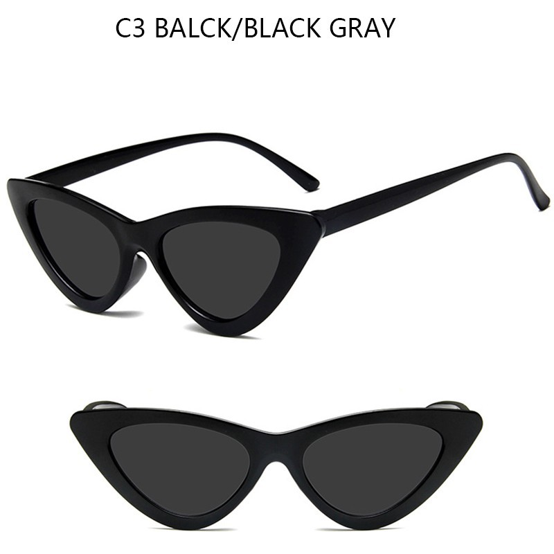 (YUZHU) Bayar di Tempat Kacamata Hitam 2018 Korean Ulzzang Triangle Vintage Cat Eye Sunglasses Women Men