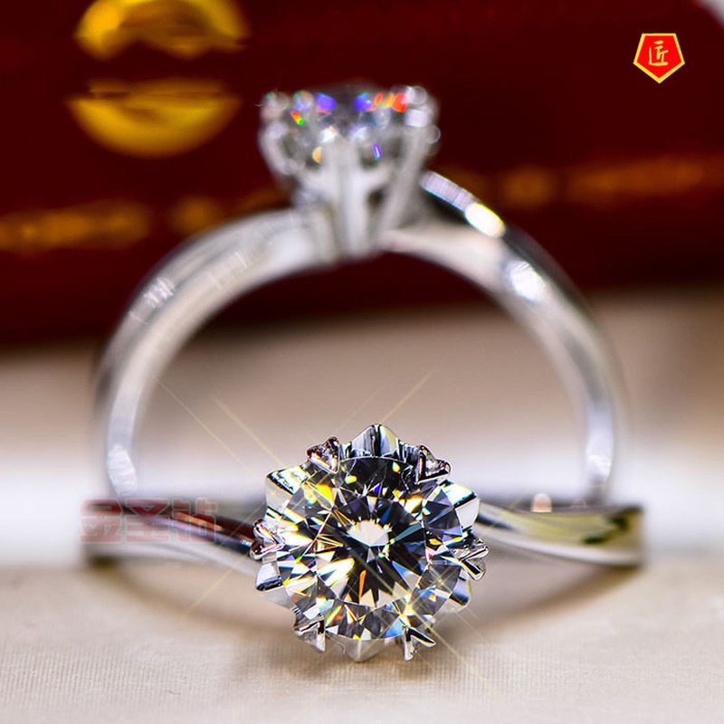 [Ready Stock]Elegant Moissanite Snowflake Twisted Opening Ring for Women