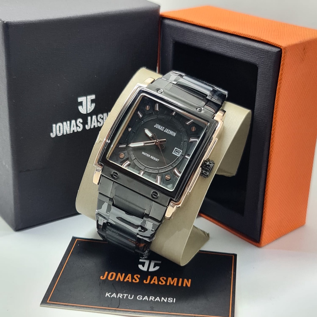 BEST SELLER JAM TANGAN PRIA JONAS JASMIN P108 TALI RANTAI TANGGAL AKTIF DM 4.0CM FREE BOX &amp; BATERAI || JAM TANGAN FASHION PRIA JAM TANGAN COWOK MURAH