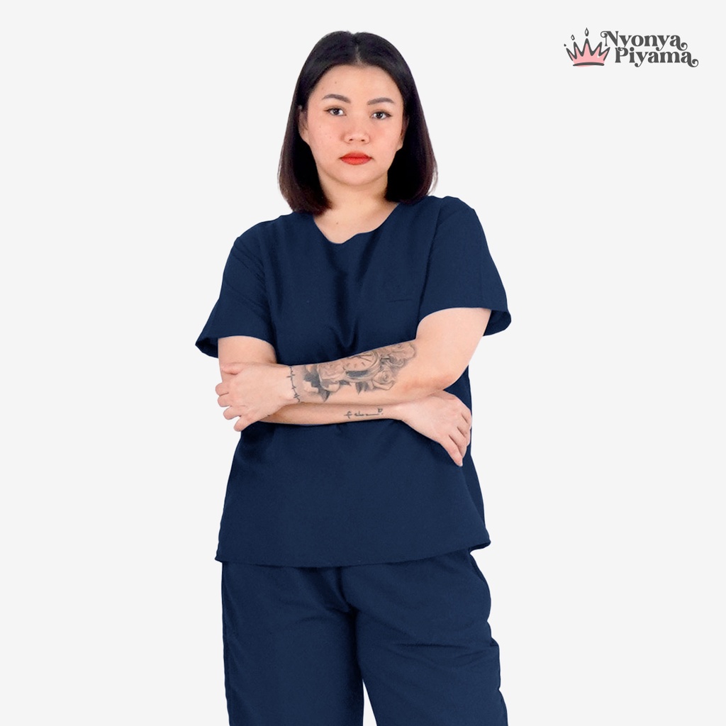 Nyonya Piyama Poly Bamboo Set Piyama Celana Pendek (Oblong Polos)-6