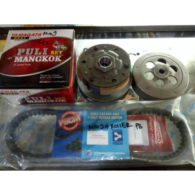 Paketan Mio J Vanbelt dan Roller FSCM Pully Belakang Kampas Ganda dan Tutupnya Yamagata High Quality
