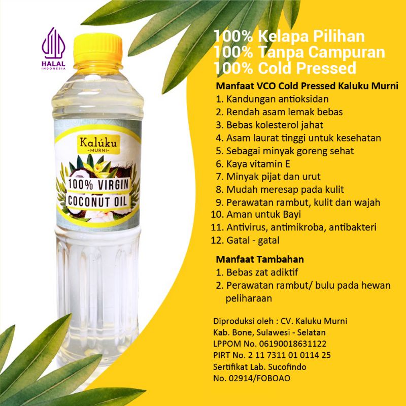 VCO Cold Pressed Kaluku Murni