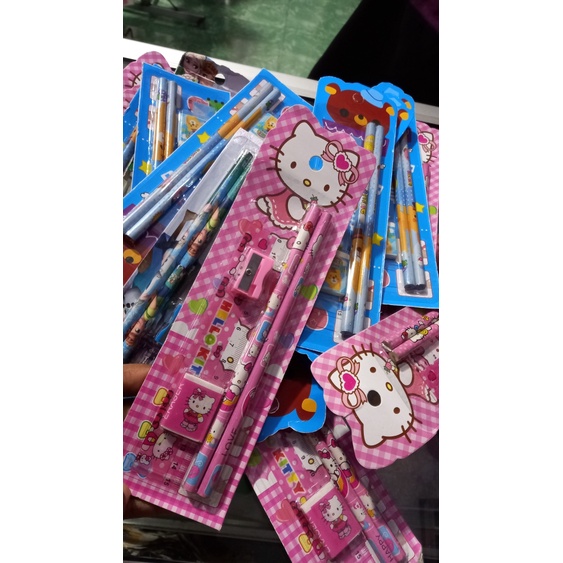 Paket Alat Tulis / Set Alat Tulis Pensil Dan Penghapus Warna Pink Biru