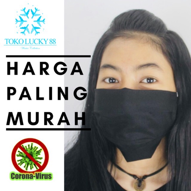 Masker Kain ikat karet 3 lapis hijab (2 lapis dan tempat tisu) headloop