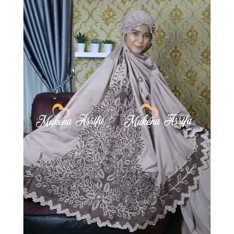 mukena coklat susu bordir padang bukittinggi