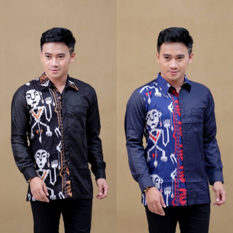 Kemeja Pria Lengan Panjang Motif Songket Toraja