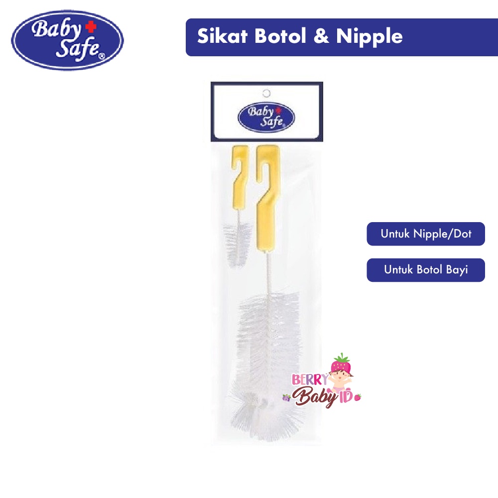 Baby Safe 2in1 Bottle and Nipple Brush Sikat Pembersih Botol Dot Bayi Berry Mart