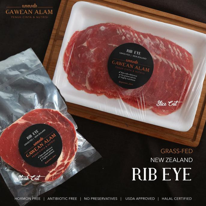 

Nz Grass-Fed Rib Eye - Daging Sapi Rib Eye - Slice Cut (250 Gram) - Slice Cut Bbshop555