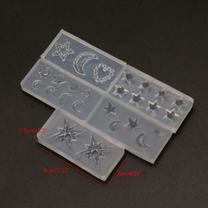 SIY  5Pcs Mini Moon Star Sun Resin Mold Astral Planet Theme Jewelry Fillings Resin Silicone Mold Jewelry Tools Nail Art Craft