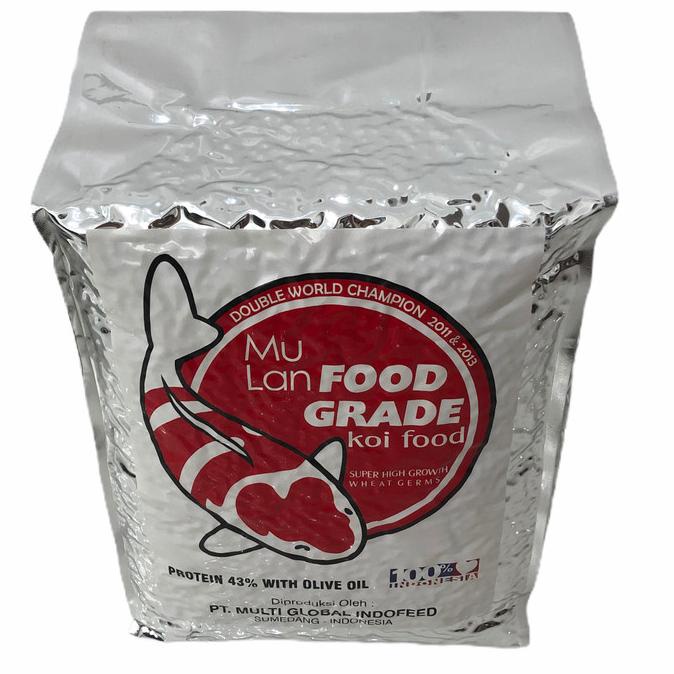 PERAWATAN IKAN 5 KG. MULAN FOOD GRADE KOI FOOD. SIZE MEDIUM, FLOATING, GROWTH DISCOUNT