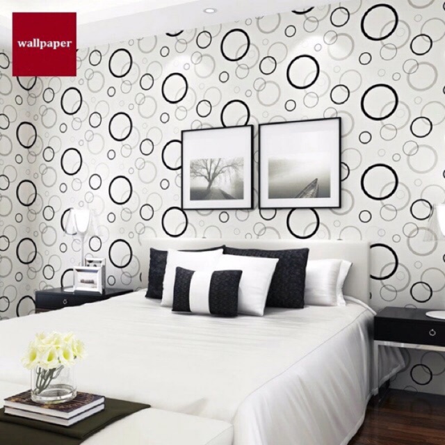 Wallpaper Dinding / Wallpaper Sticker POLKADOT HITAM PUTIH