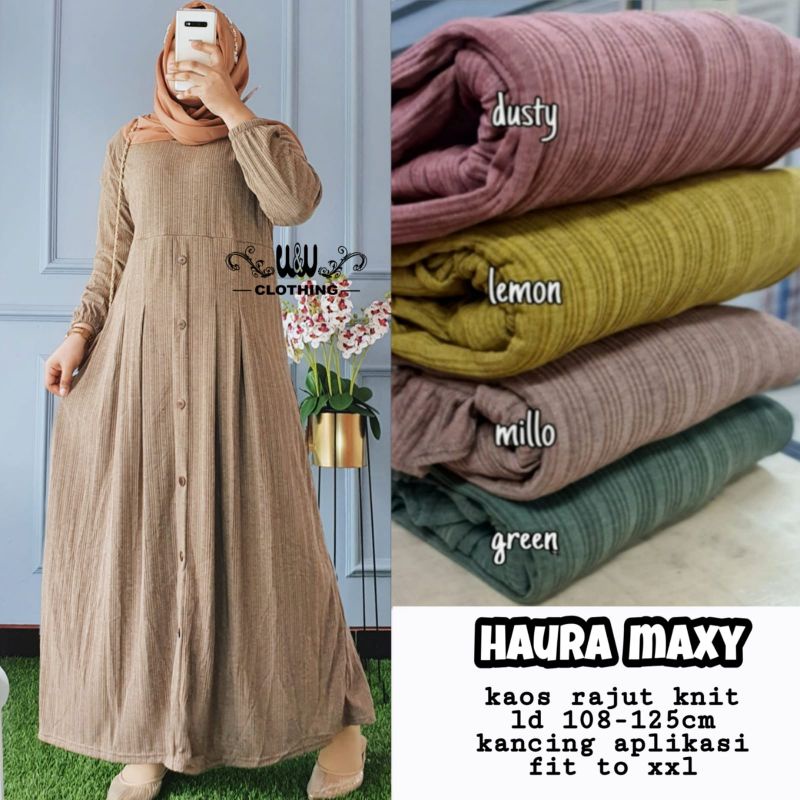 GAMIS DRESS HARIAN FALIA MAXY GAMIS WANITA BAHAN KAOS KNIT RAJUT IMPORT LD110-125cm FIT TO XL-Haura milo