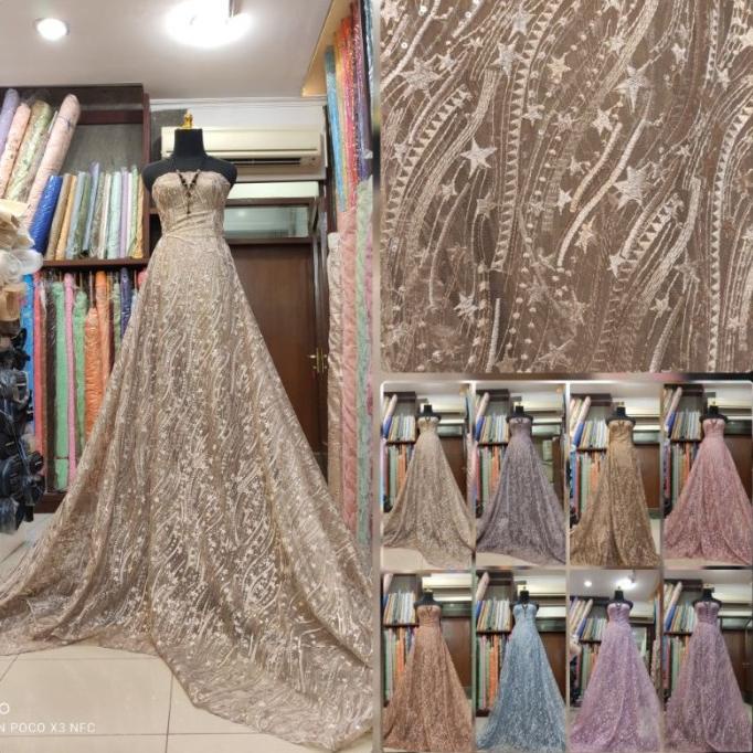 :<:<:<:<] Kain Brokat Tile Motif Bintang Payet cantik.
