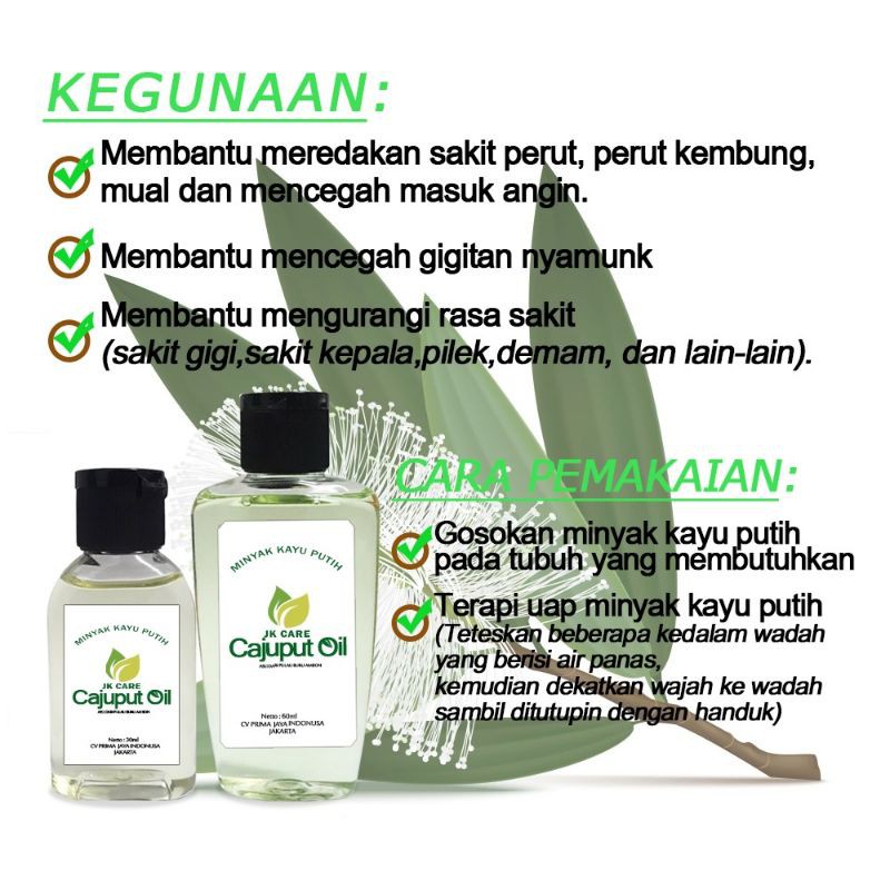 JKCARE Minyak Kayu Putih Ambon 100% ASLI PULAU BURU / CAJUPUT OIL 30ML