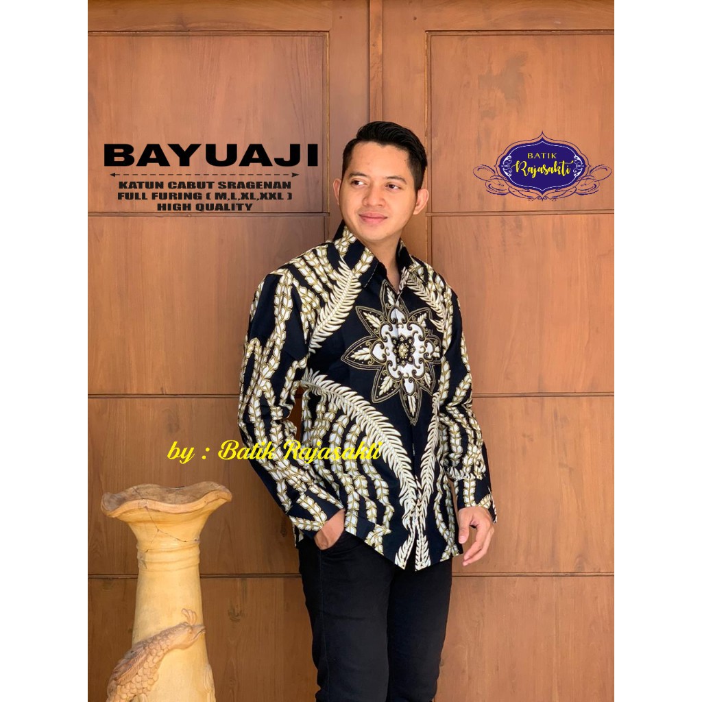 BAYUAJI Kemeja Batik Pria Lengan Panjang Katun Halus FULL FURING Rajasakti