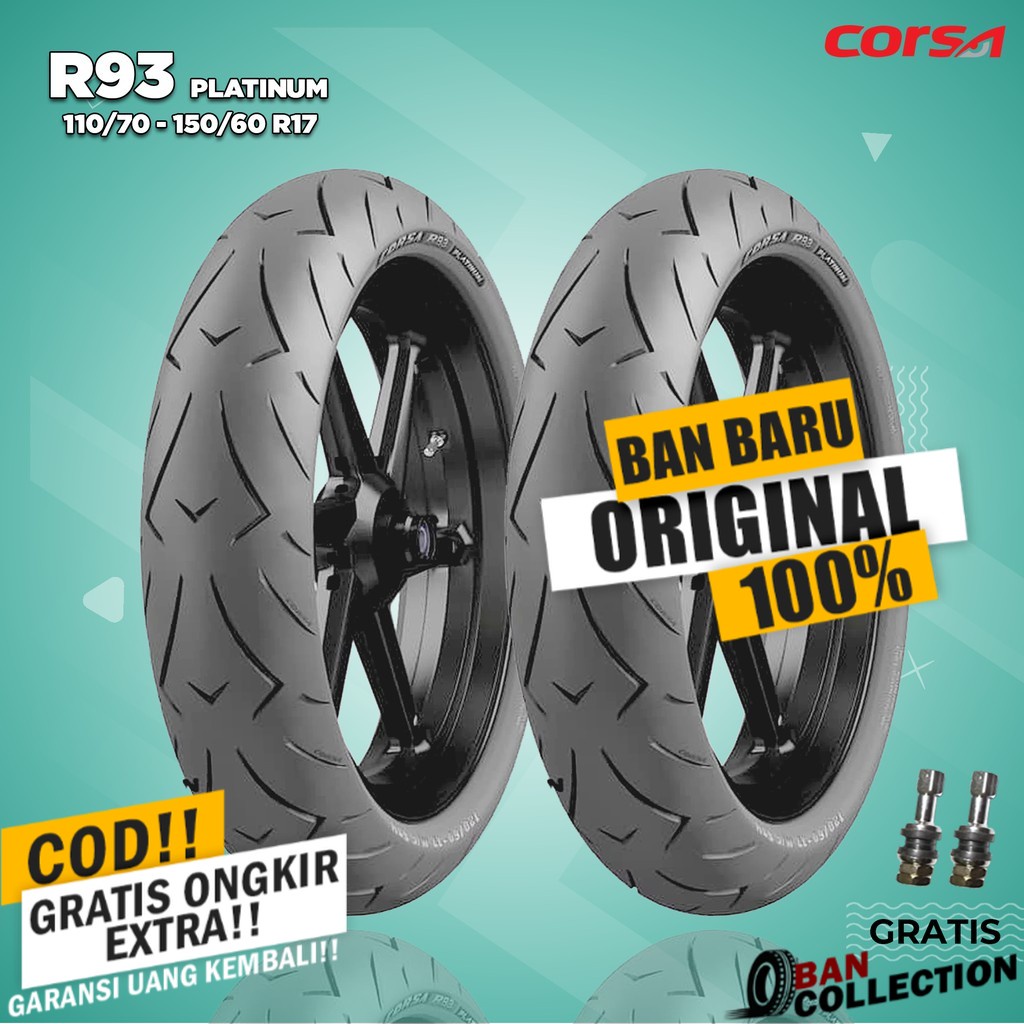 Paket Ban Motor MOGE (Motor Batangan) // CORSA R93 110/70 - 150/60 Ring 17 Tubeless ban motor tubles