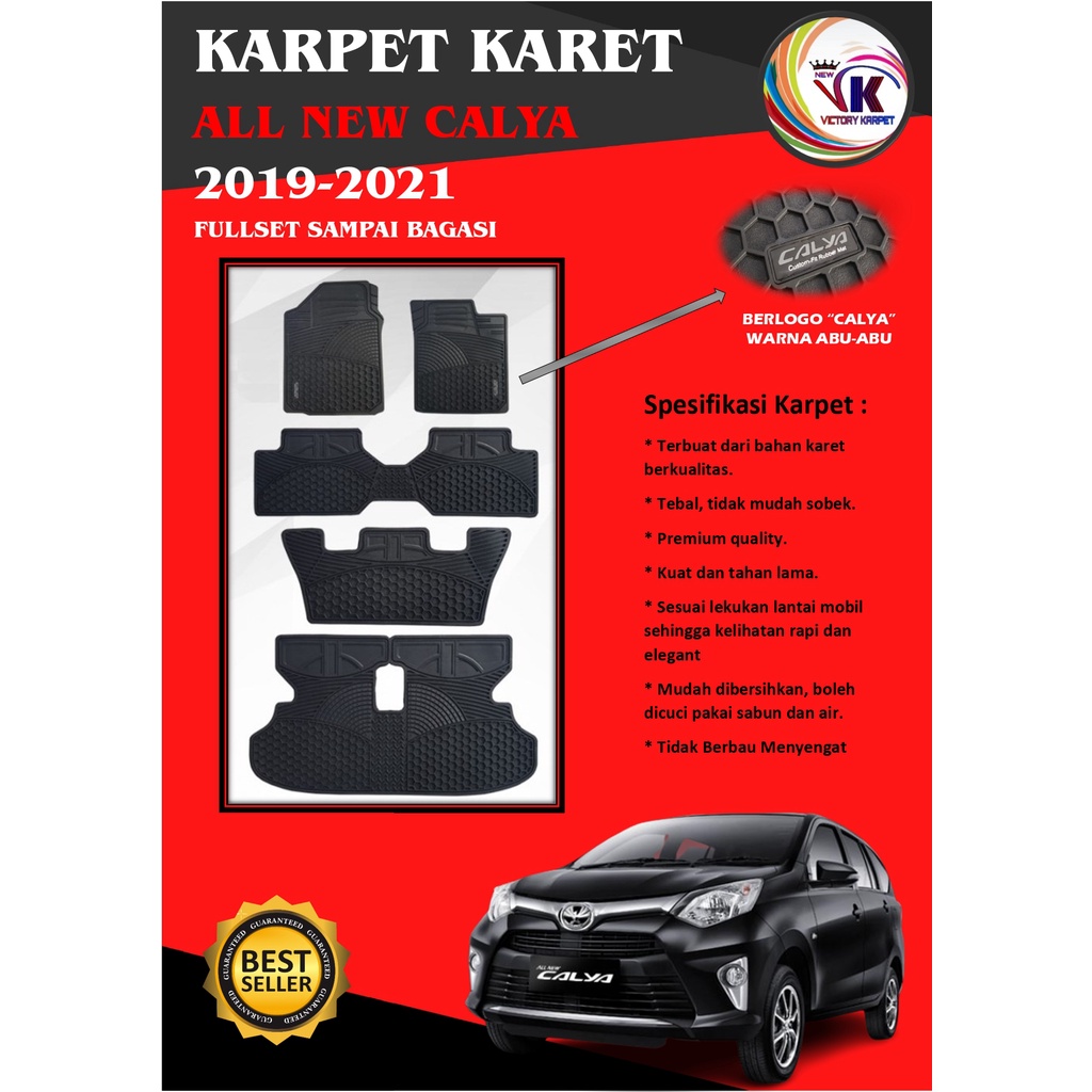 KARPET KARET MOBIL TOYOTA CALYA 2019/2021 PREMIUM FULLSET SAMPAI BAGASI