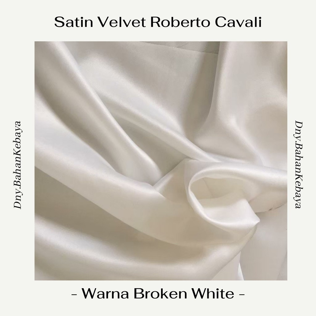 Kain Satin Saten Silk Velvet Premium Warna Broken White Putih Tulang