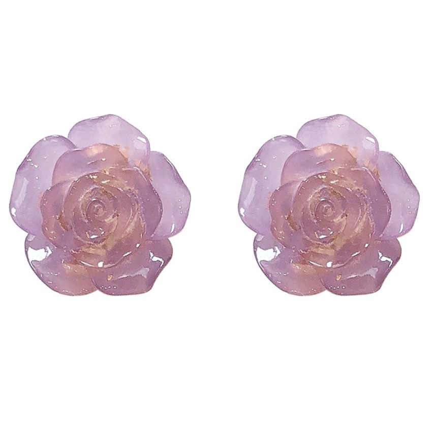 Anting Wanita Korea Bunga-bunga/ Korean Flowers Shape Earrings-Bunga Mawar Pink