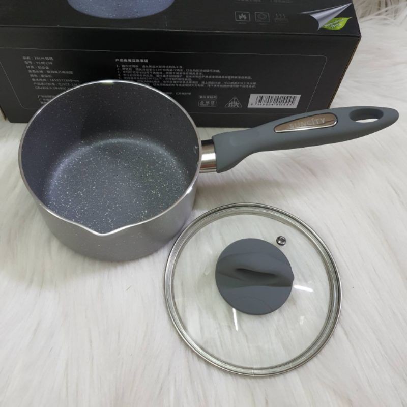 panci set kukusan steamer goreng deep fry 16cm marble teflon anti lengket