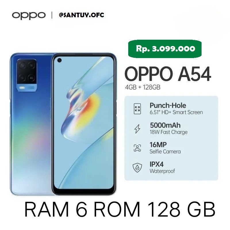 OPPO A54 RAM 6 ROM 128 GB
