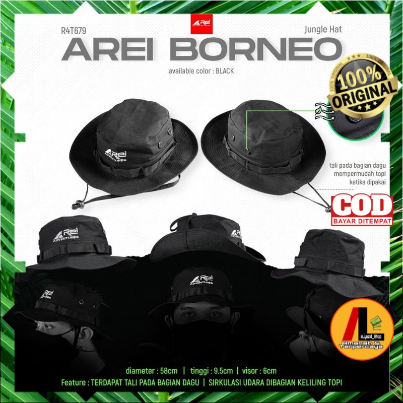 Topi Rimba Rei Lapangan Mancing  Arei Jungle Hat Borneo Original