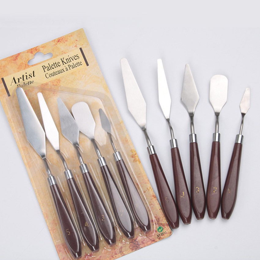 

5PCS/Set Pisau Palet / Painting Knife / Paint Knife / Spatula Dekorasi Kue Lukis Ukir Pisau Lukis