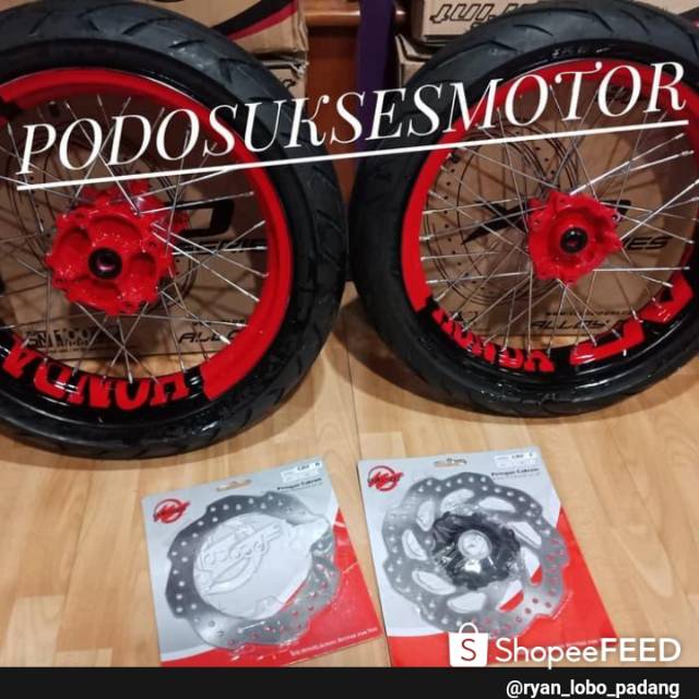 VELG SUPEMOTO CRF 150L/KLX 150 KOMPLIT 1SET TINGGAL MASANG DI TRAIL