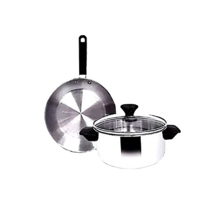 Panda Maspion SSP147. Dutch Oven (18CM)&amp;Frypan (20CM) Dengan Kaca Penutup. Baru