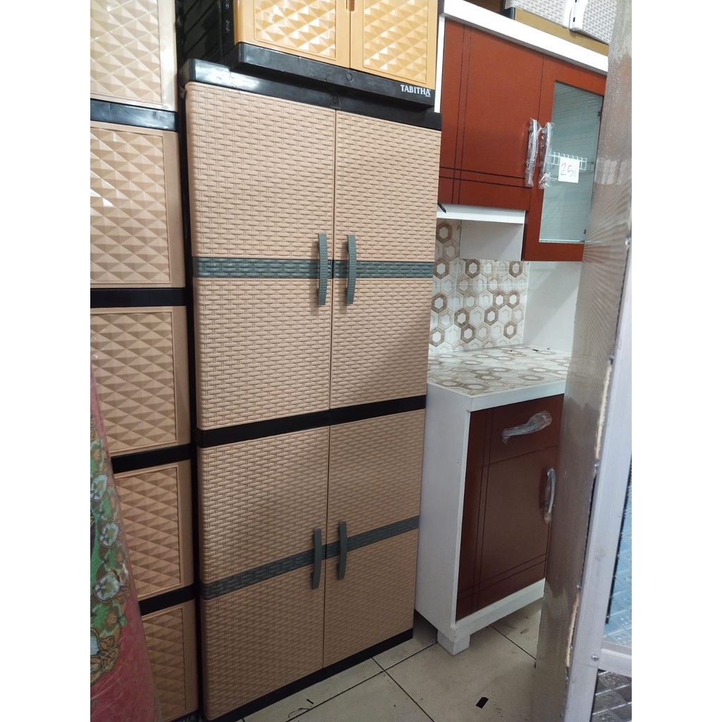 KHUSUS KARGO SELURUH INDONESIA) LEMARI PLASTIK REMBO LEMARI PLASTIK ROTAN LEMARI PAKAIAN ROTAN 4 SUS