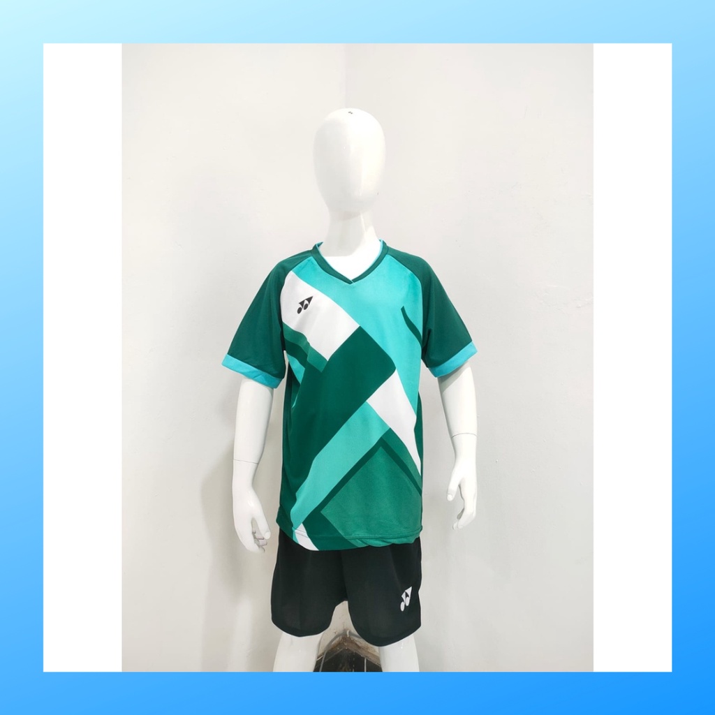 Kaos badminton anak laki-laki jersey bulutangkis baju celana setelan jersy perempuan stelan t-shirt outfit seragam kostum print olahraga casual suit pakaian jarsey oblong apparel sports jersi sudirman thomas uber cup bulu tangkis ST.Y169 turqis polos