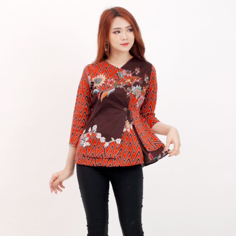 Batik wanita - Atasan blouse batik wanita fashion 184 SG-ORANGE H