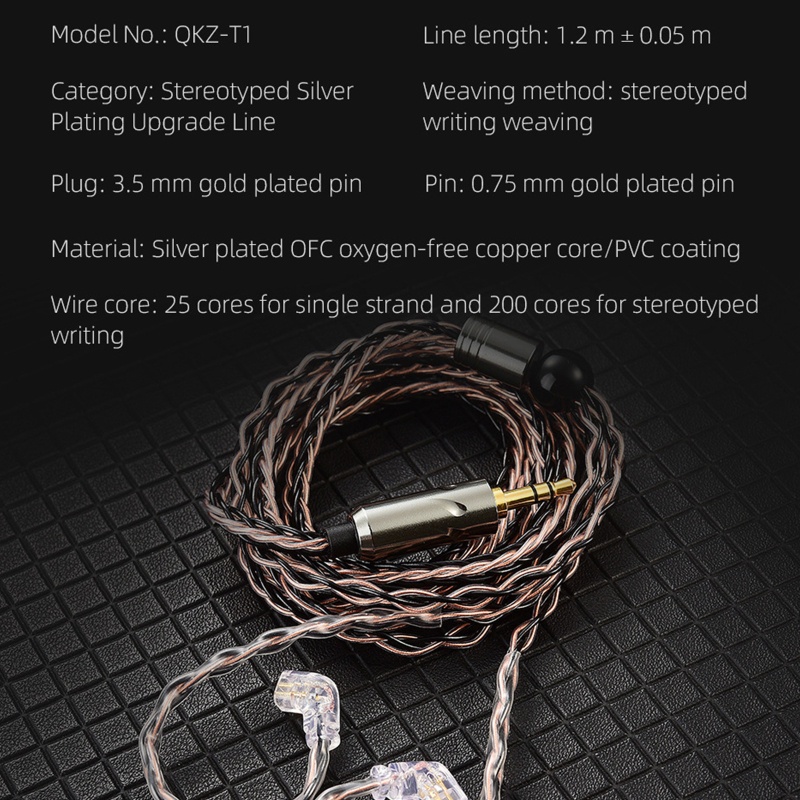 Vivi Kabel Earphone 3.5mm Lapis Emas 8Core Untuk QKZ-ZXN / ZXT / AK6 Pro