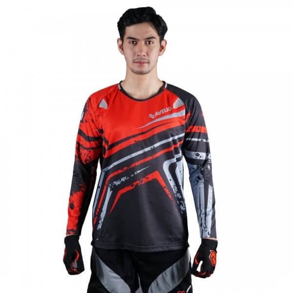 AVELIO Flank Air Kaos Baju Jersey Sepeda Indonesia Lengan Panjang Red XXL