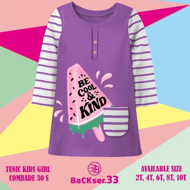 Tunik Anak Backser.33 SIZE 2-8 Tahun Tunik Salur Anak Perempuan