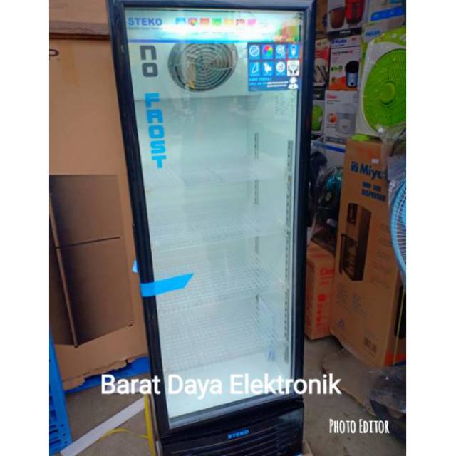 SHOWCASE PENDINGIN MINUMAN STEKO MG 220 4 RAK DISPLAY COOLER KULKAS LOW WATT NO FROST/TANPA BUNGA ES