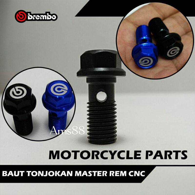 Baut nepel angin Full Cnc Variasi Untuk Handle Master Rem - Tonjokan Master rem dan kaliper Standar Drat Kasar