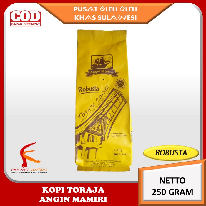 

Kopi Toraja Robusta ANGIN MAMIRI khas Sulawesi 250 gr